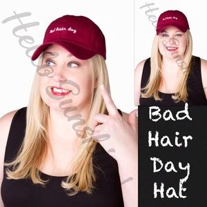 Bad Hair Day baseball cap. Burgundy. Adjustable